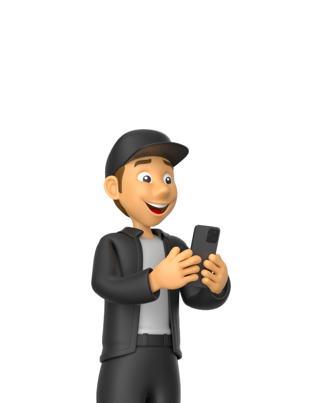 Personagem usando celular